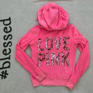 VS XS LOVE PINK hot pink zip hoodie